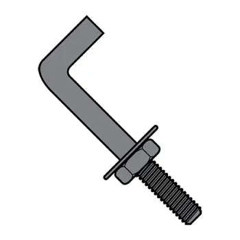 1 1/2" X 16" L Shaped Anchor Bolt, With Nut & Washer, Plain (Inch)