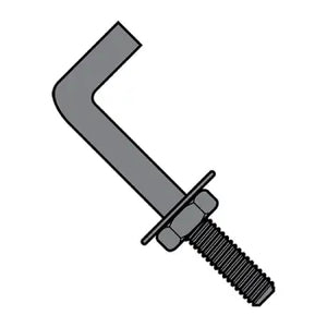 1 1/2" X 10" L Shaped Anchor Bolt, With Nut & Washer, Plain (Inch)