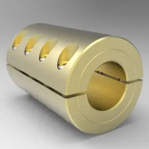 1-1/4" X 1-1/4" Two-Piece Split Clamp-Type Rigid Shaft Coupling, Brass