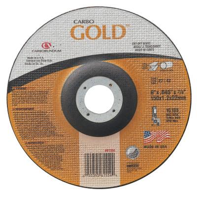 Carborundum Carbo™ GoldCut™ Reinforced Aluminum Oxide Abrasives, Hardness Grade:T, Arbor Diam [Nom]:7/8 in