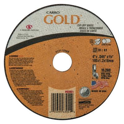 Carborundum Carbo™ GoldCut™ Reinforced Aluminum Oxide Abrasives, Hardness Grade:Q, Arbor Diam [Nom]:5/8 in