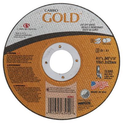 Carborundum Carbo™ GoldCut™ Reinforced Aluminum Oxide Abrasives, Hardness Grade:Q, Arbor Diam [Nom]:7/8 in