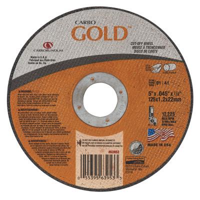 Carborundum Carbo™ GoldCut™ Reinforced Aluminum Oxide Abrasives, Hardness Grade:Q, Arbor Diam [Nom]:7/8 in