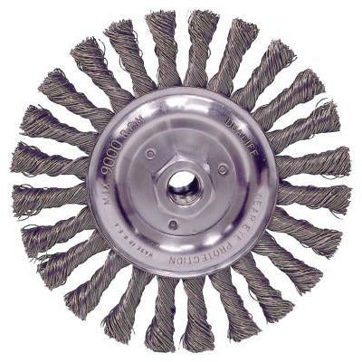 Weiler® Vortec Pro® Knot Wire Wheels, Bristle Diam:0.025 in