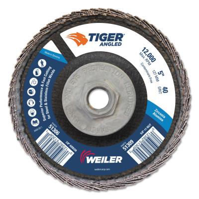 Weiler® Tiger® Zirconium Angled Flap Discs