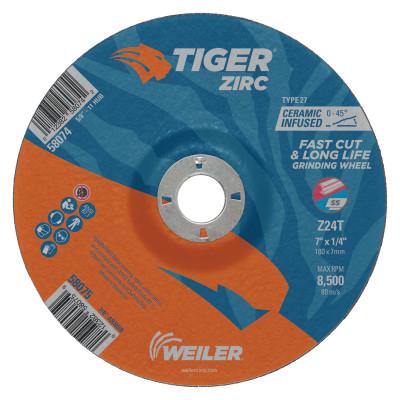 Weiler® Tiger® Zirc Grinding Wheels, Abrasive Trade Name:Tiger Zirc