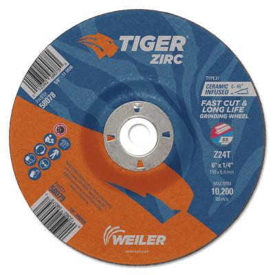 Weiler® Tiger® Zirc Grinding Wheels, Abrasive Trade Name:Tiger